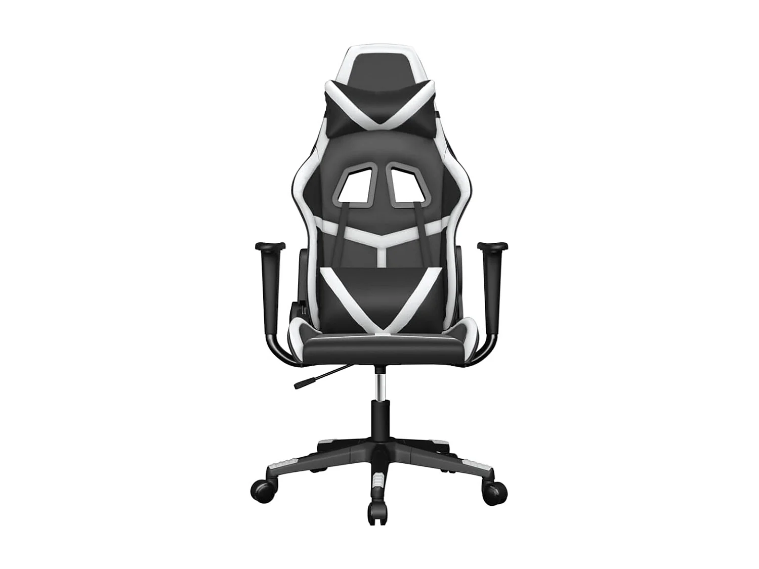 Silla gaming de masaje cuero sintético negro y blanco ES242900