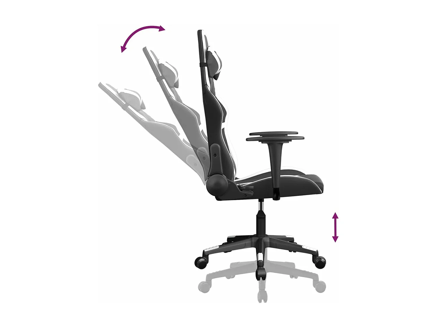 Silla gaming de masaje cuero sintético negro y blanco ES242900