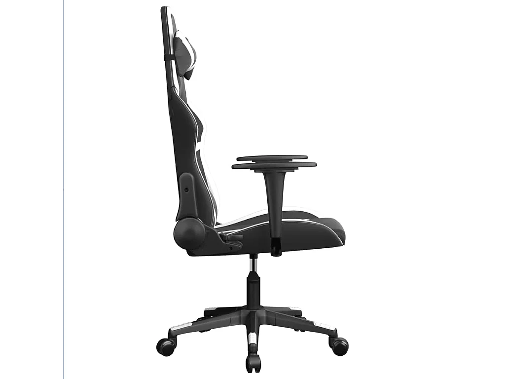 Silla gaming de masaje cuero sintético negro y blanco ES242900