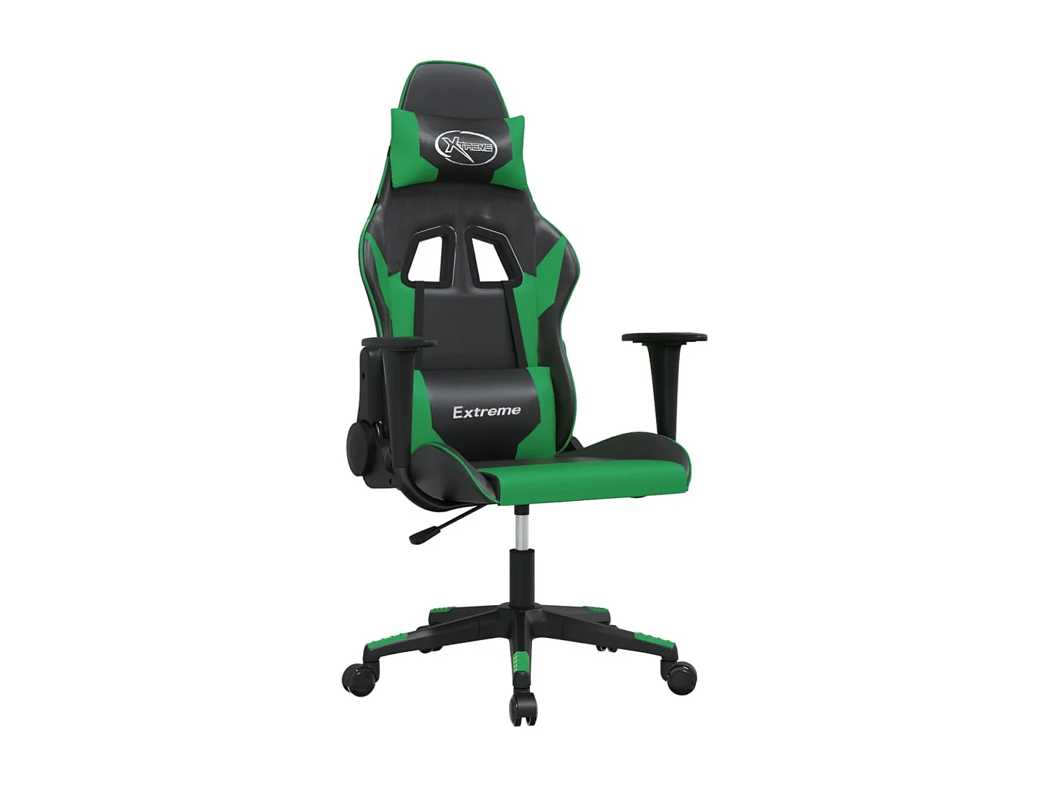 Cadeira gaming massagens couro artificial preto e verde PT559113