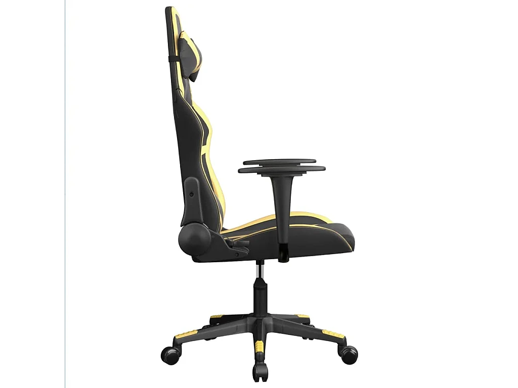 Silla gaming de masaje cuero sintético negro y dorado ES671708
