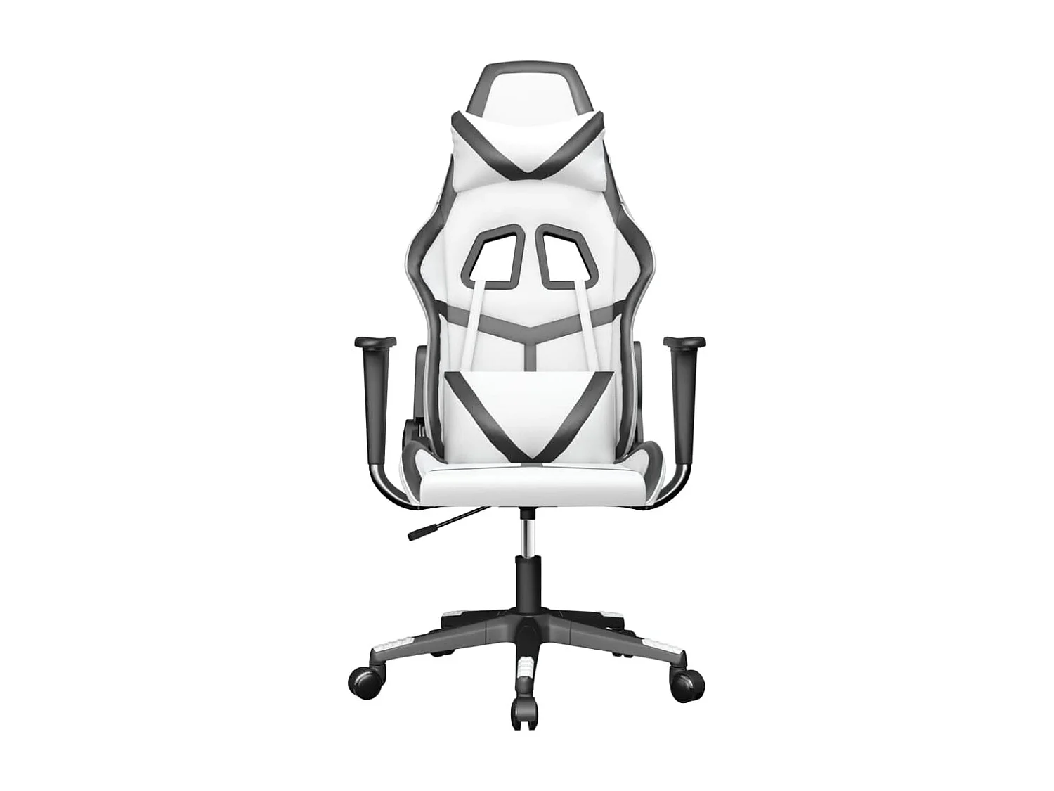 Silla gaming de masaje cuero sintético blanco y negro ES598140