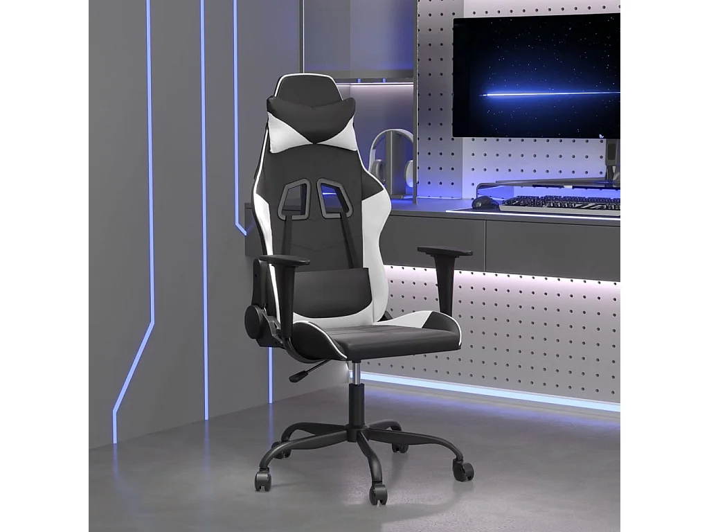 Gamestoel kunstleer zwart en wit BE372314