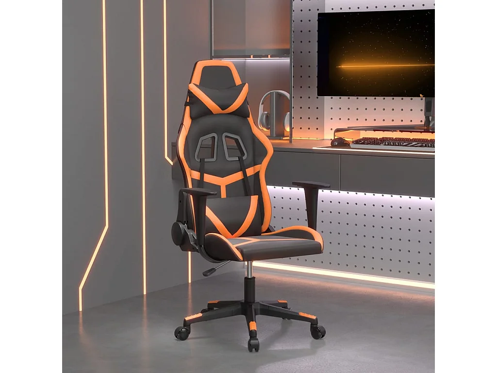 Silla gaming cuero sintético negro y naranja ES554964