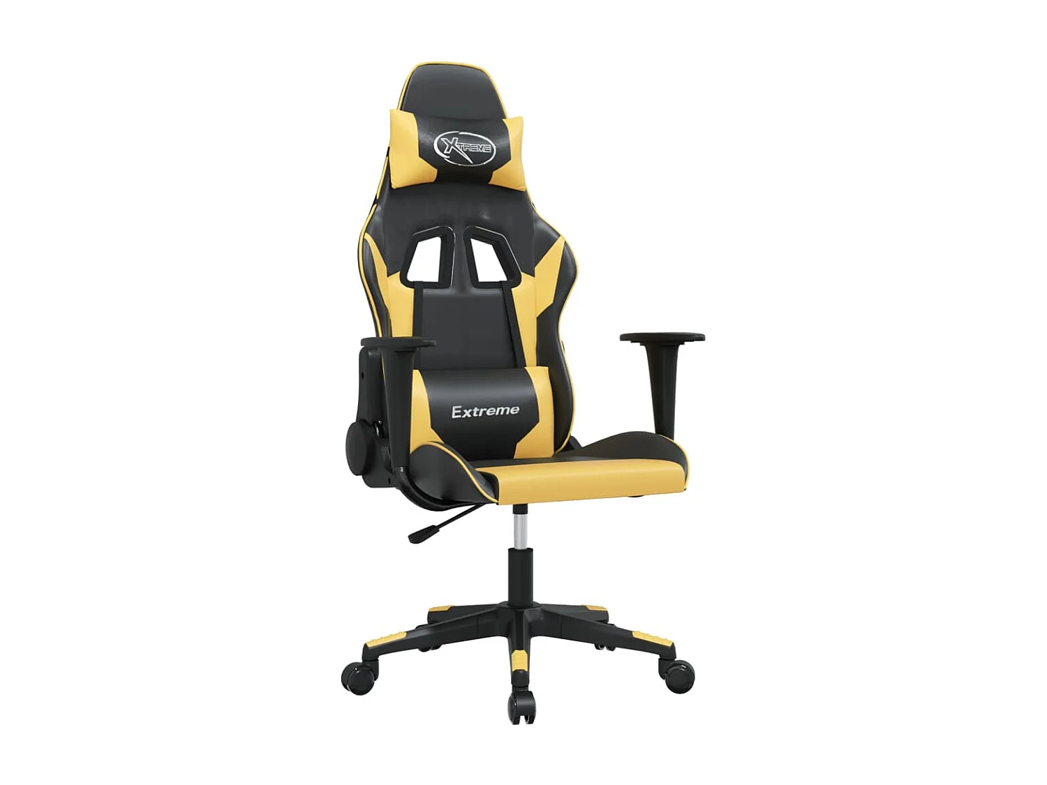 Cadeira gaming couro artificial preto e dourado PT985129