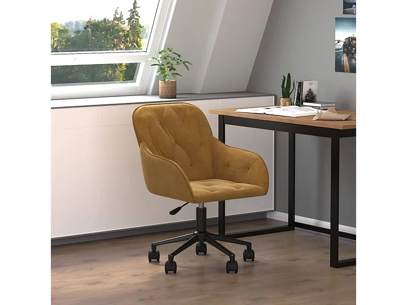 Chaise pivotante de bureau Marron Velours FR60312