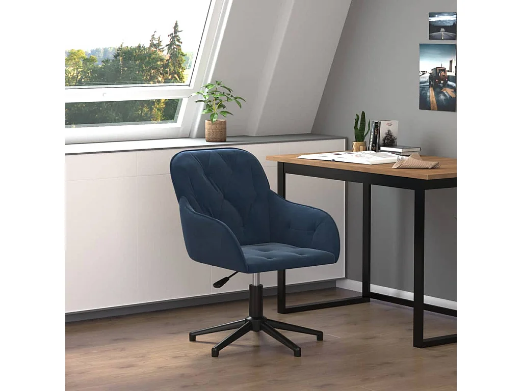 Chaise pivotante de bureau Bleu Velours FR26436