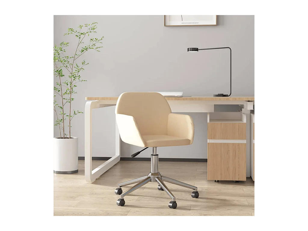 Chaise pivotante de bureau Crème Tissu FR76141