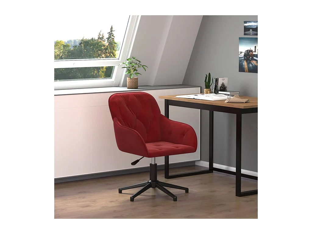 Chaise pivotante de bureau Rouge bordeaux Velours FR53119