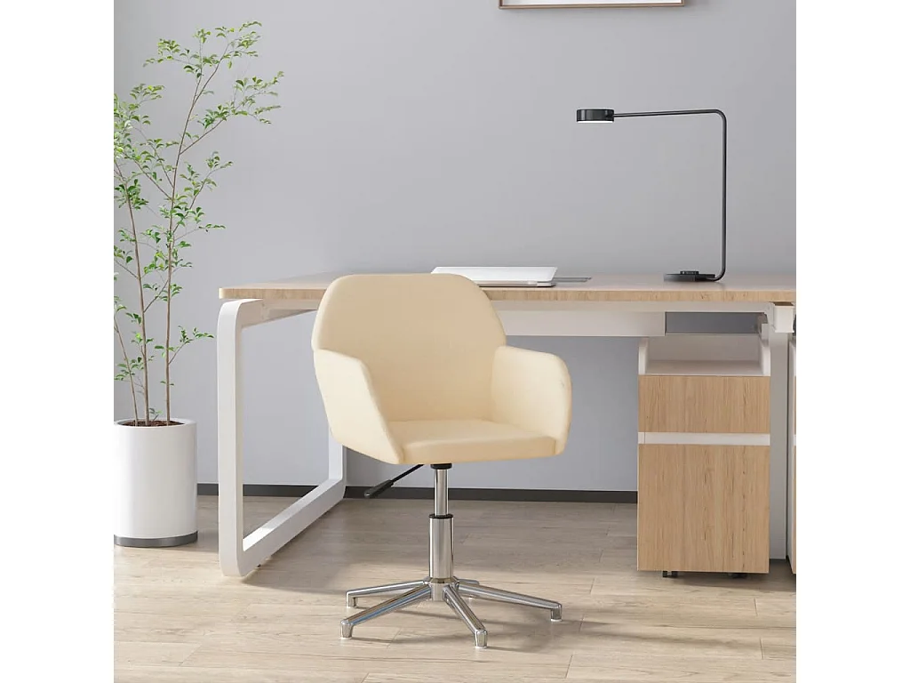 Silla de oficina giratoria tela color crema ES526971