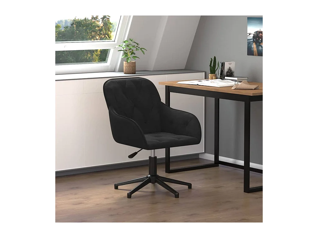 Chaise pivotante de bureau Noir Velours FR77916