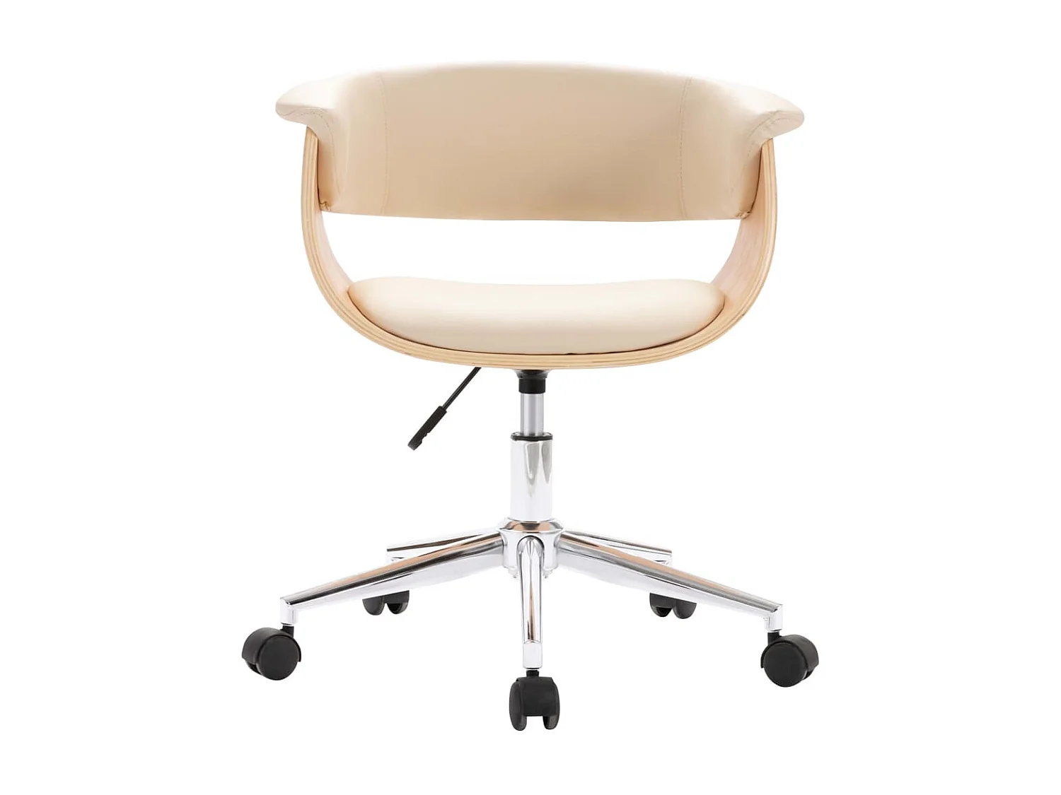 Chaise pivotante de bureau Crème Bois courbé et similicuir FR78526