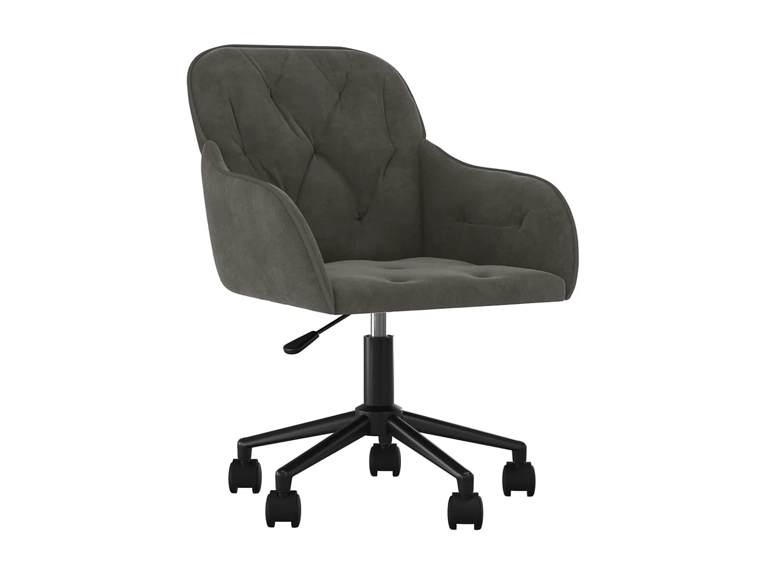 Silla de oficina giratoria de terciopelo gris oscuro ES543929