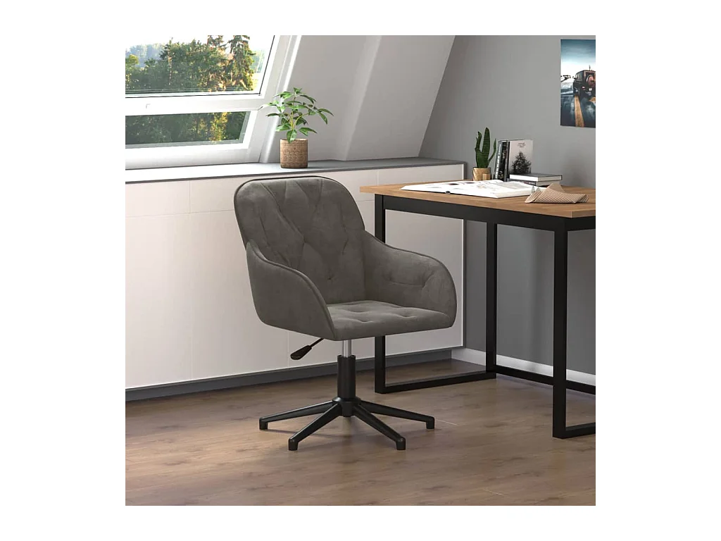 Chaise pivotante de bureau Gris foncé Velours FR89163