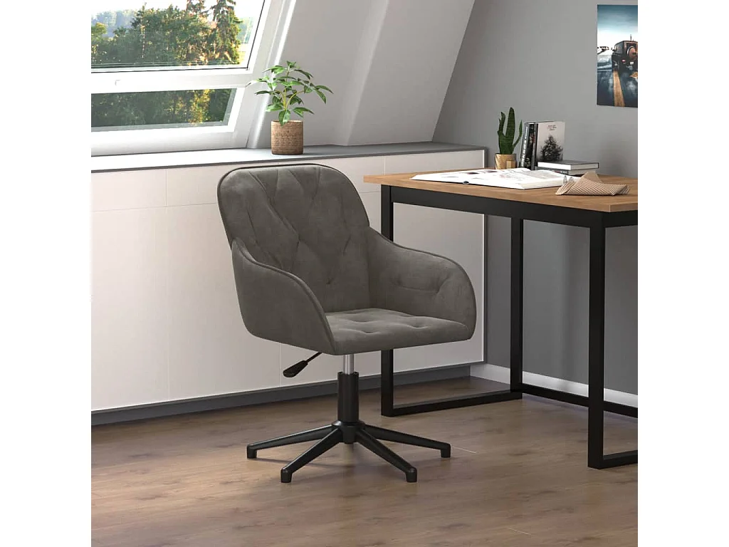 Chaise pivotante de bureau Gris foncé Velours FR89163