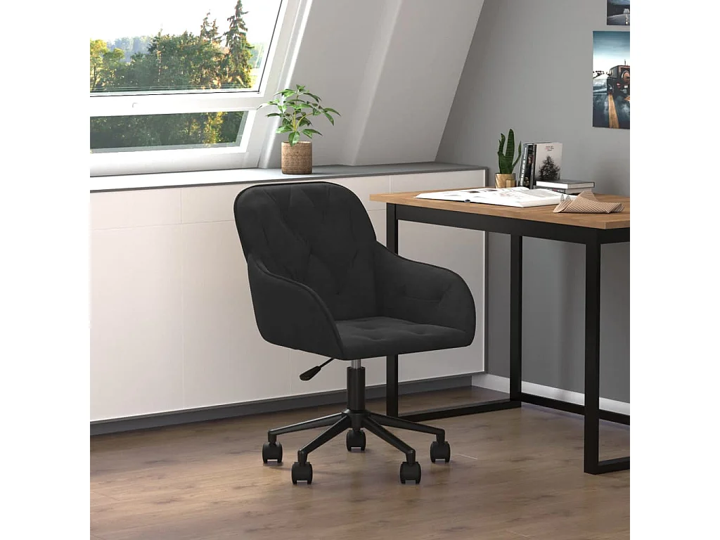 Chaise pivotante de bureau Noir Velours FR60458