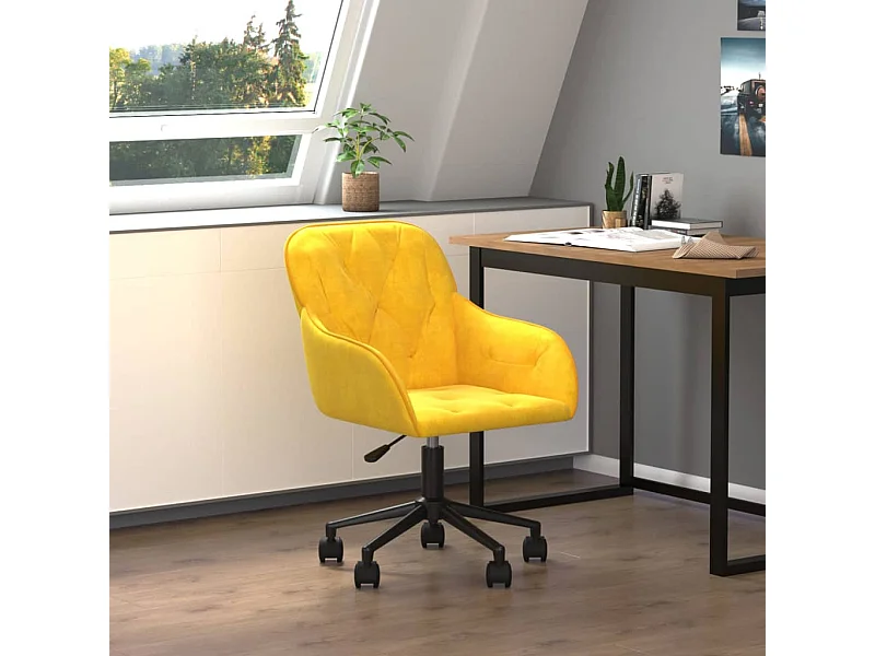 Chaise pivotante de bureau Jaune Velours FR93510