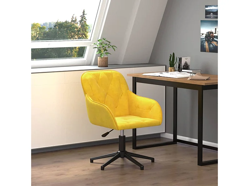 Chaise pivotante de bureau Jaune Velours FR51914