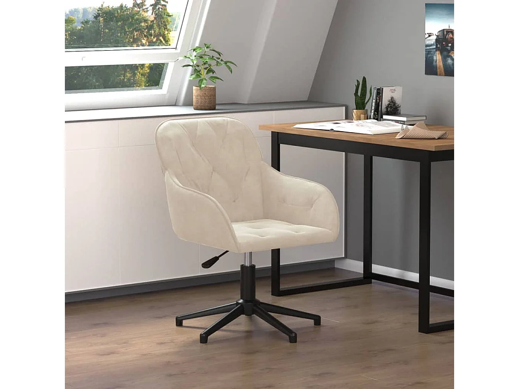Chaise pivotante de bureau Crème Velours FR55184