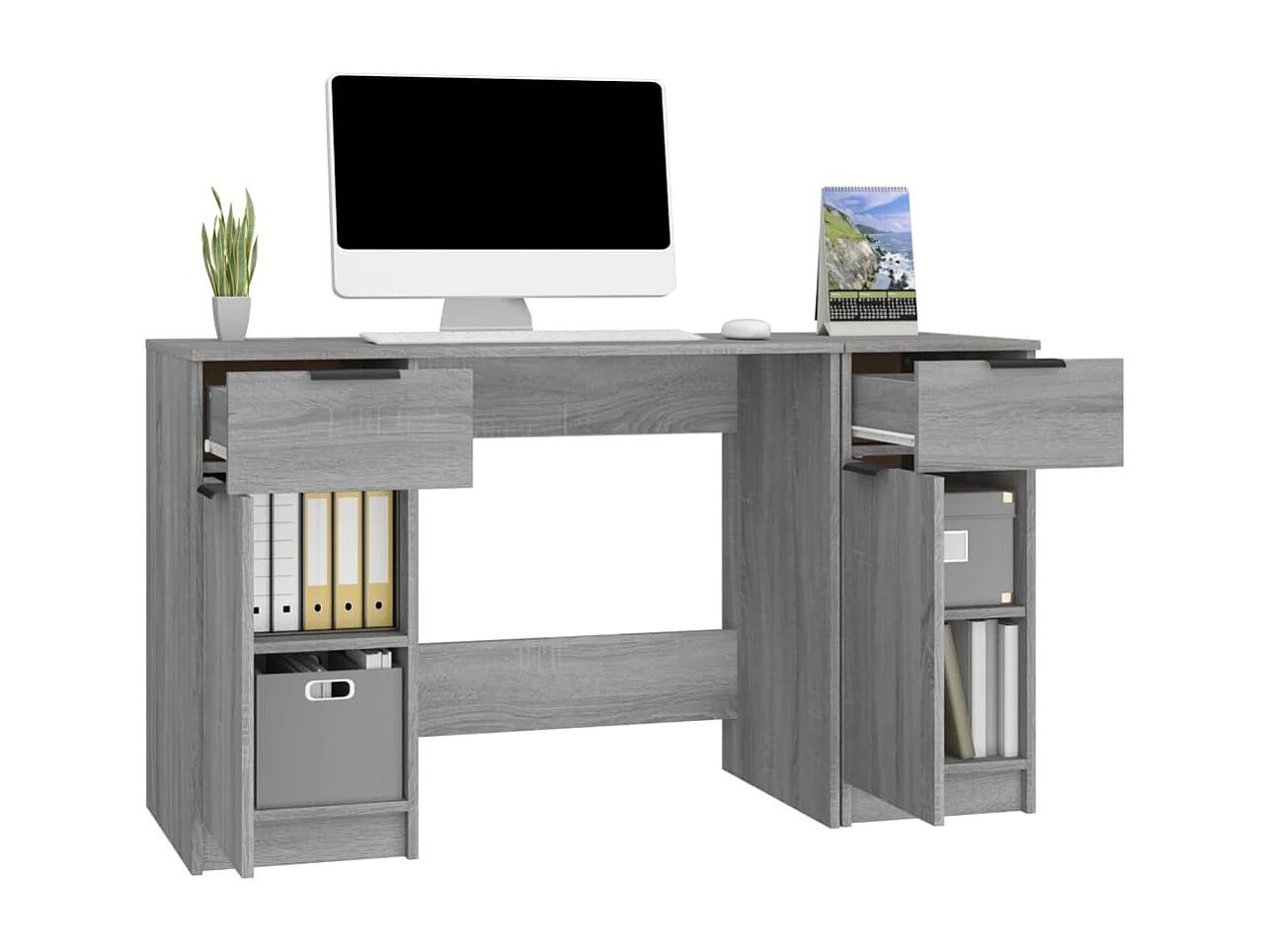 Bureau avec armoire latérale Sonoma gris Bois d'ingénierie FR82005