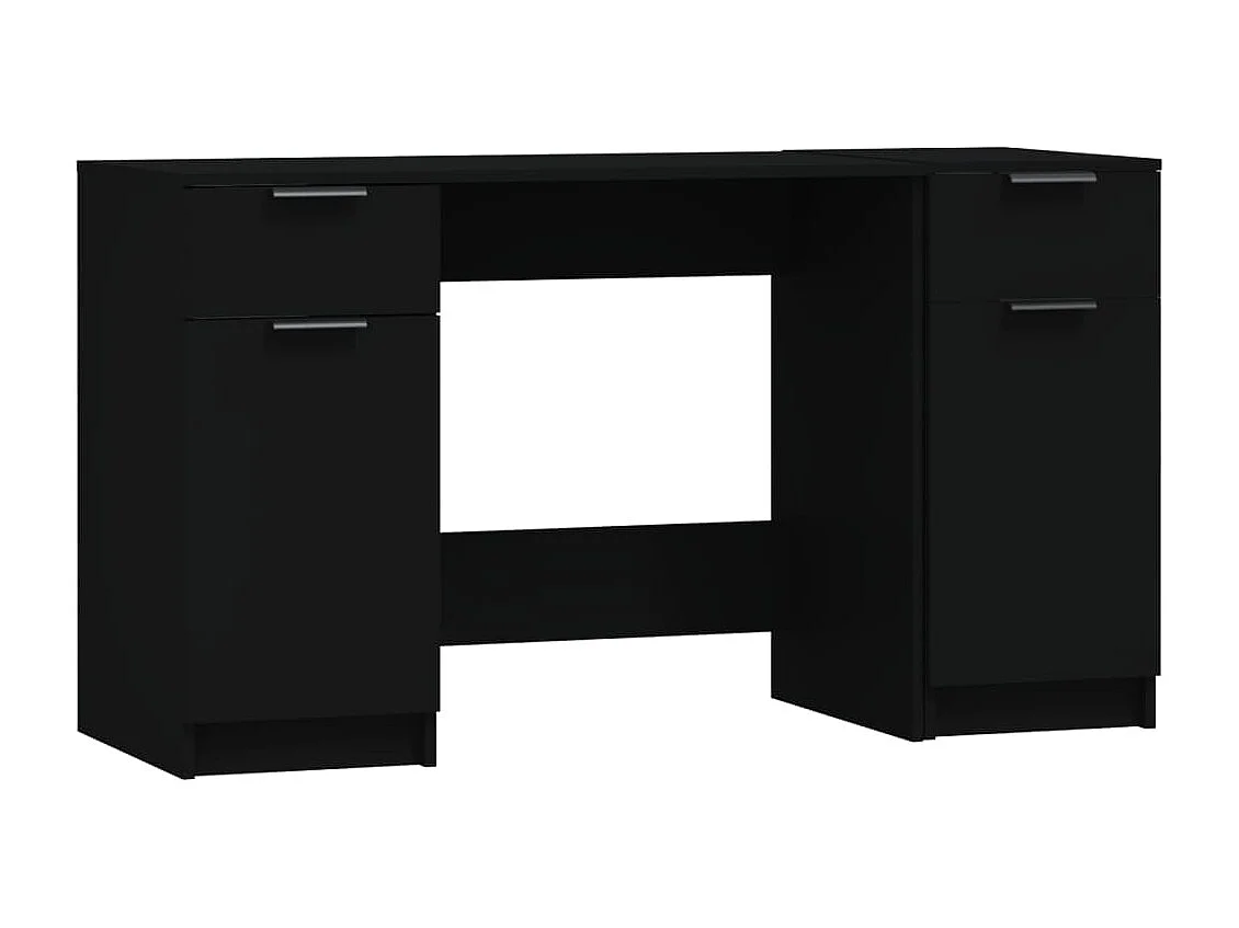 Bureau avec armoire latérale Noir Bois d'ingénierie FR89302