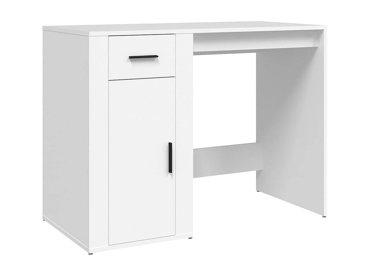 Bureau met kast bewerkt hout wit BE789283