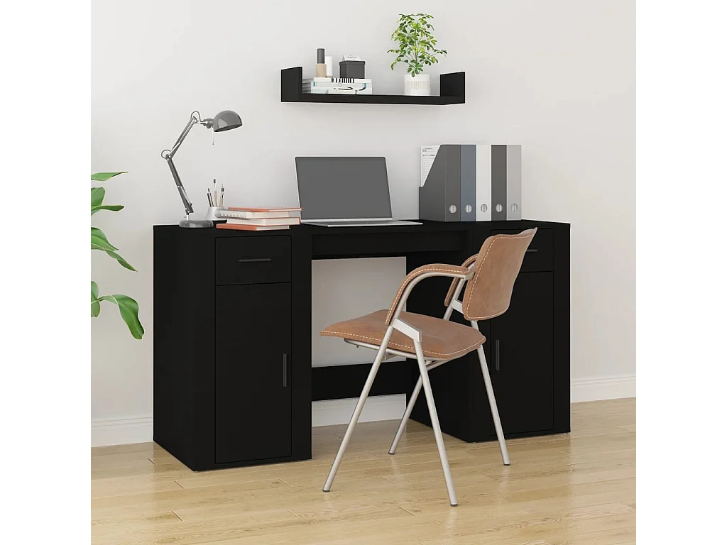 Bureau avec armoire noir bois d'ingénierie FR42028