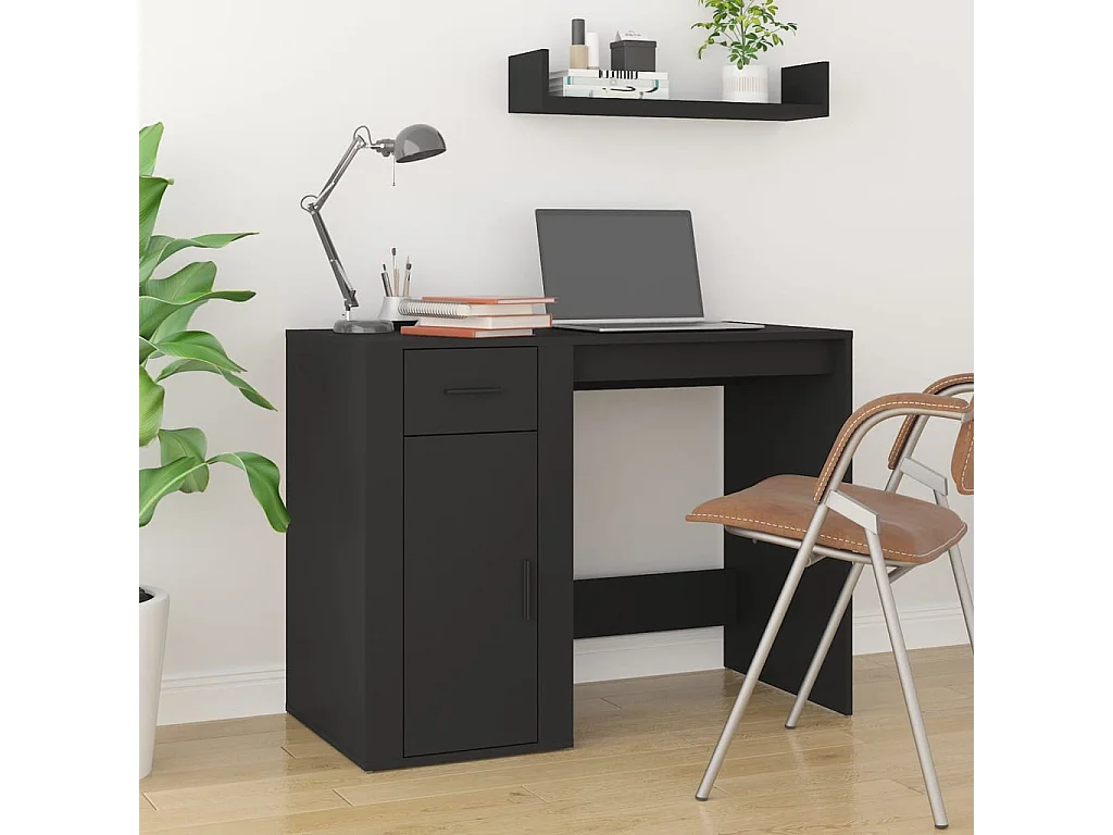 Bureau avec armoire noir bois d'ingénierie FR42028