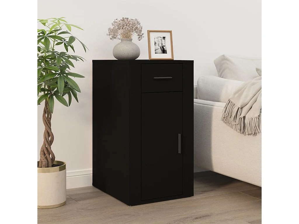 Bureau avec armoire noir bois d'ingénierie FR42028