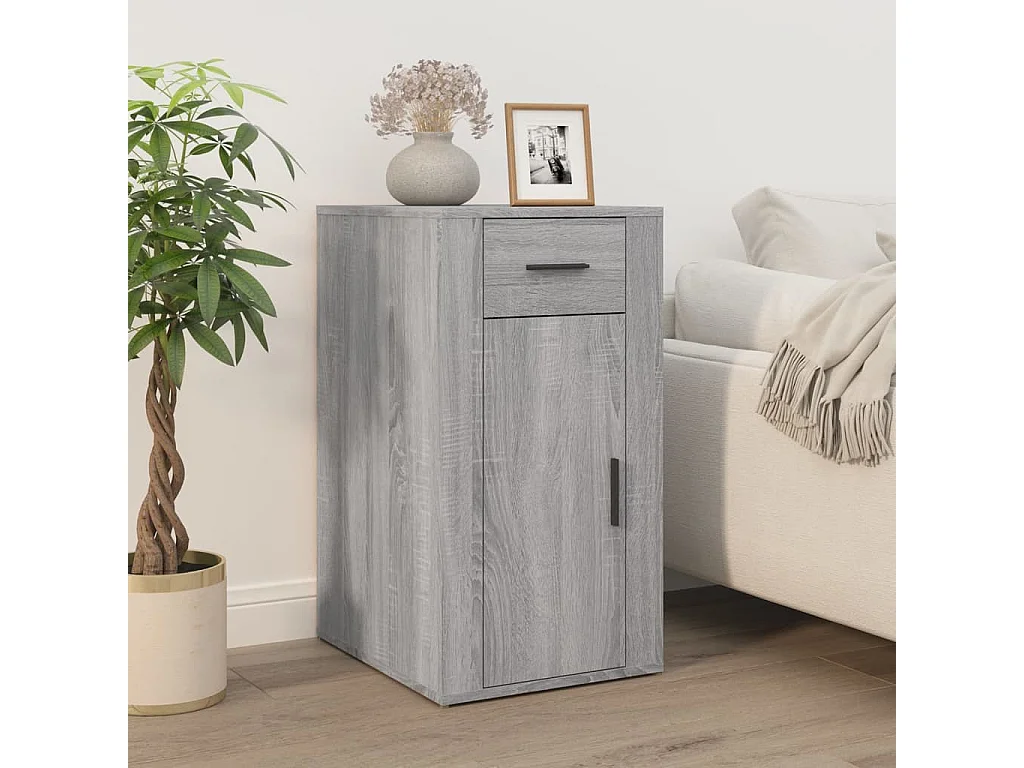 Bureau avec armoire sonoma gris bois d'ingénierie FR80743