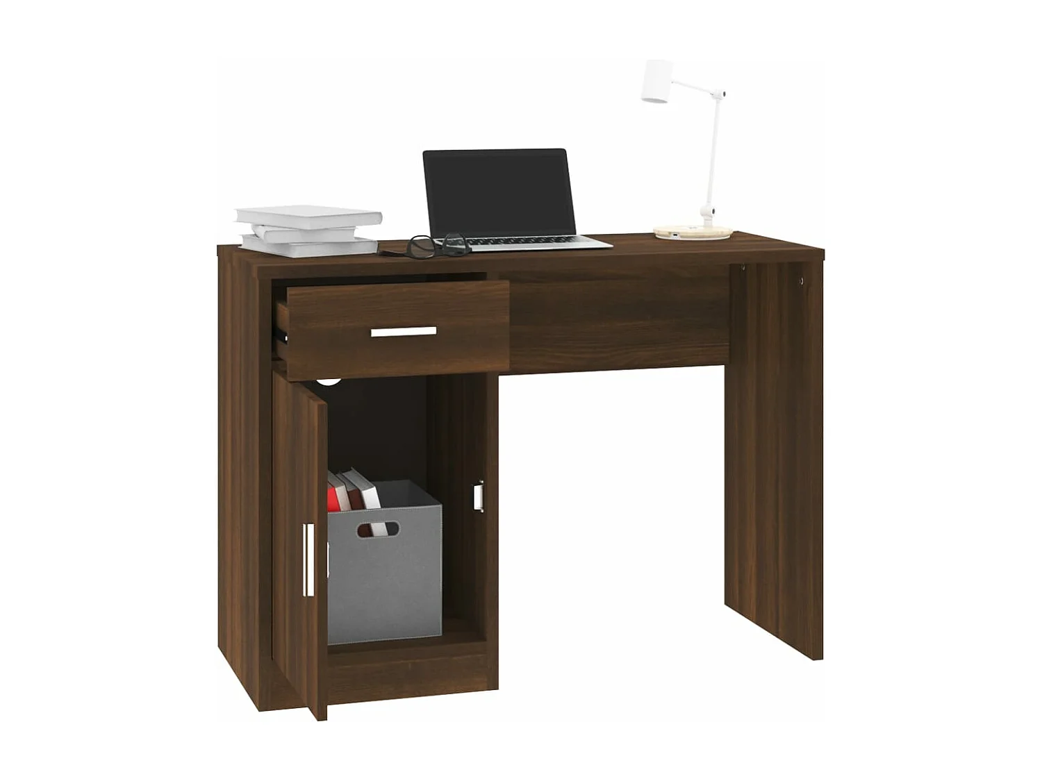 Bureau avec tiroir et armoire Chêne marron 100x40x73 cm FR55387