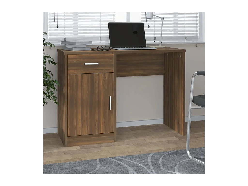 Bureau avec tiroir et armoire Chêne marron 100x40x73 cm FR55387