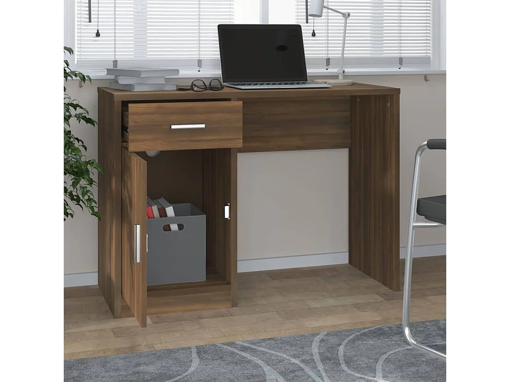 Bureau avec tiroir et armoire Chêne marron 100x40x73 cm FR55387
