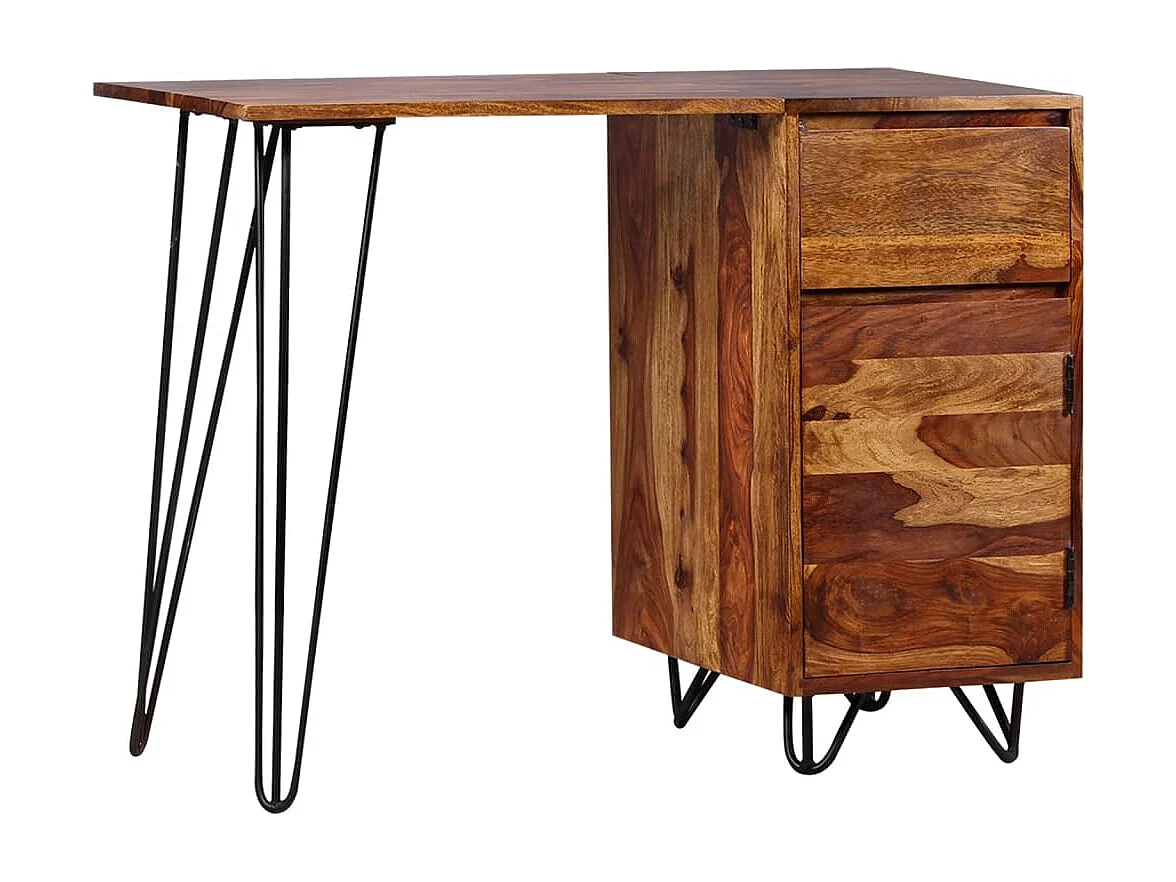 Bureau avec 1 tiroir et 1 armoire Bois massif FR48612