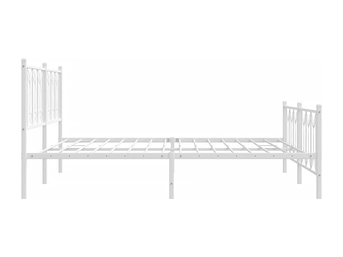 Lit double métal + tête de lit/pied de lit blanc 180x200cm FR26761