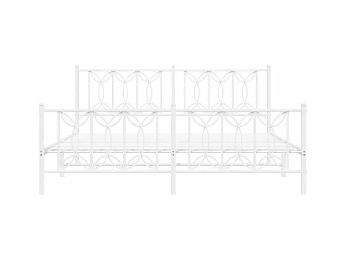 Cama 180x200 cm - metal con cabecero y estribo blanco ES121440