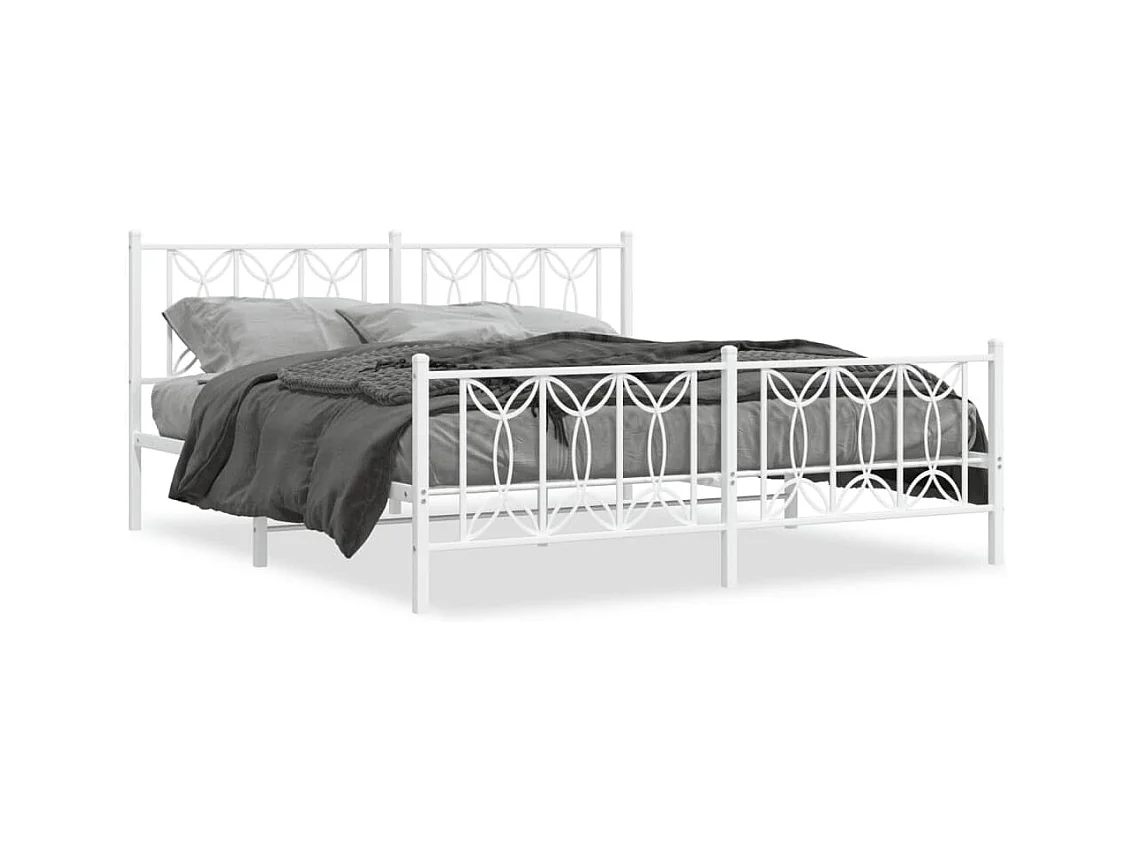 Cama 180x200 cm - metal con cabecero y estribo blanco ES121440