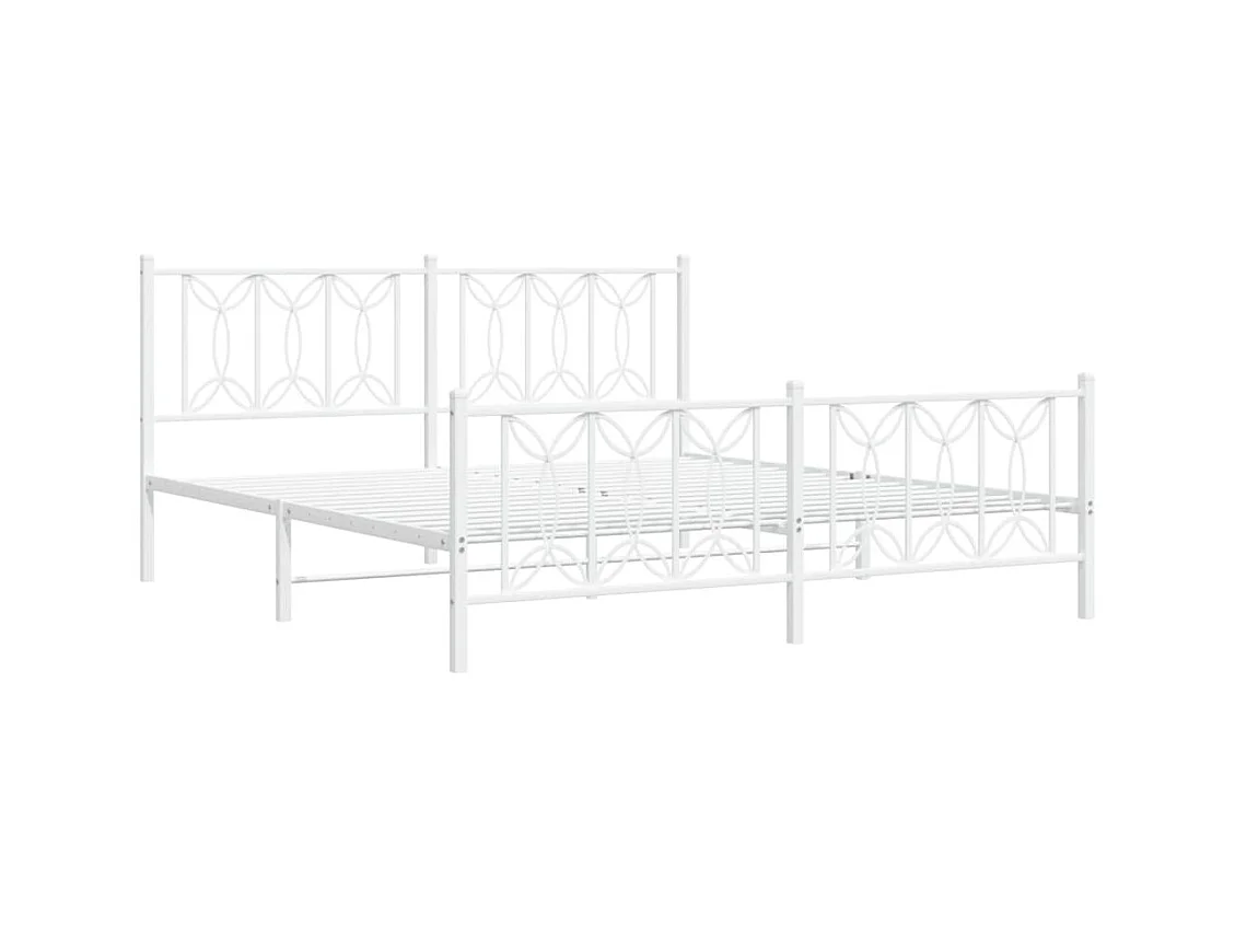 Cama 180x200 cm - metal con cabecero y estribo blanco ES121440