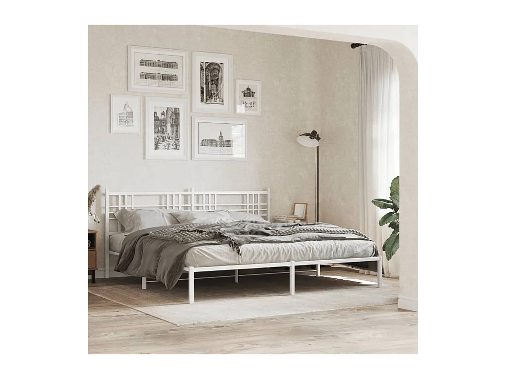 Cama com cabeceira 183x213 cm metal branco PT511249