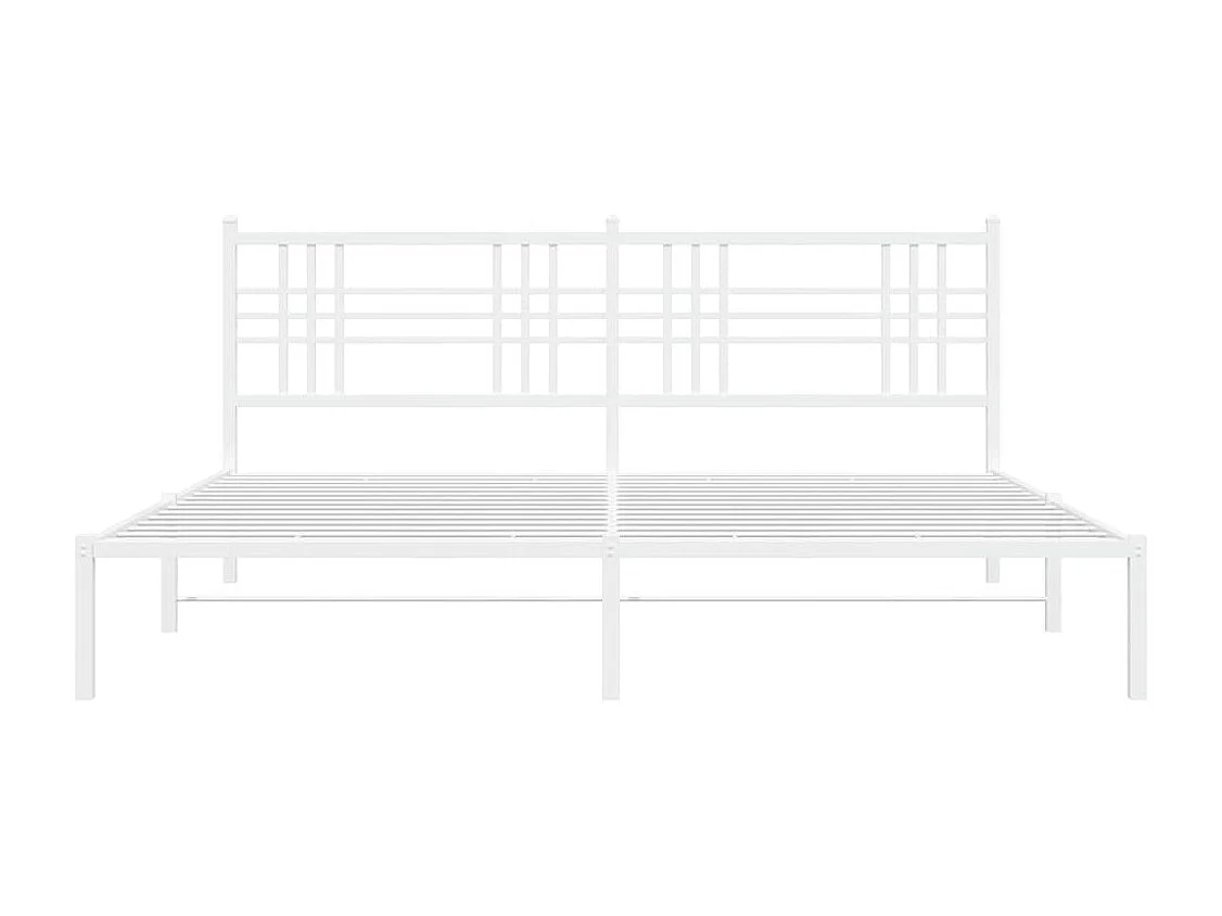 Lit double métal + tête de lit blanc 183x213 cm FR17958