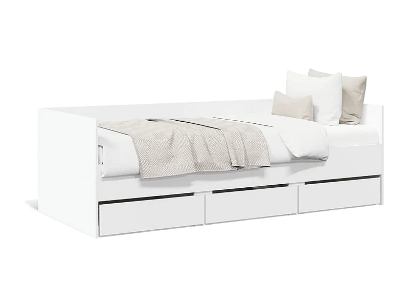Cama c/ gavetas 75x190 cm derivados de madeira branco PT817891