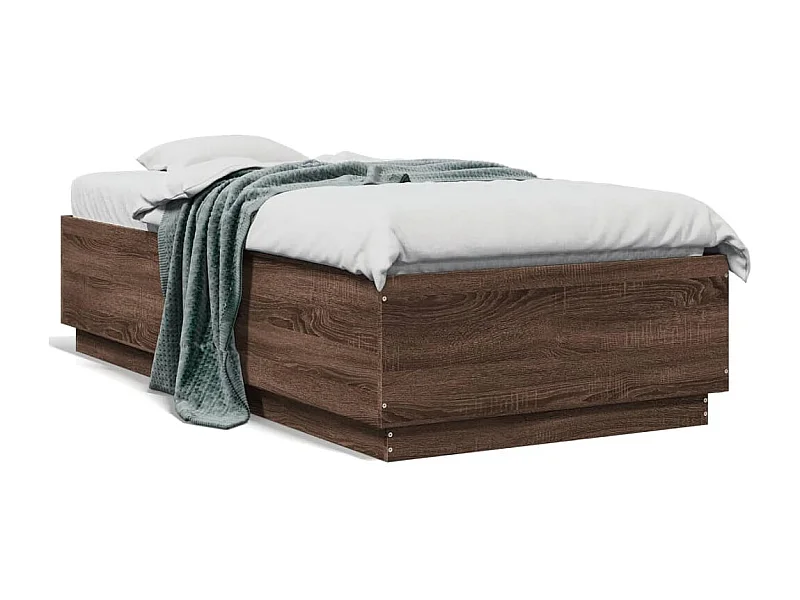 Cama 75x190 cm - con luces LED madera marrón roble ES314274