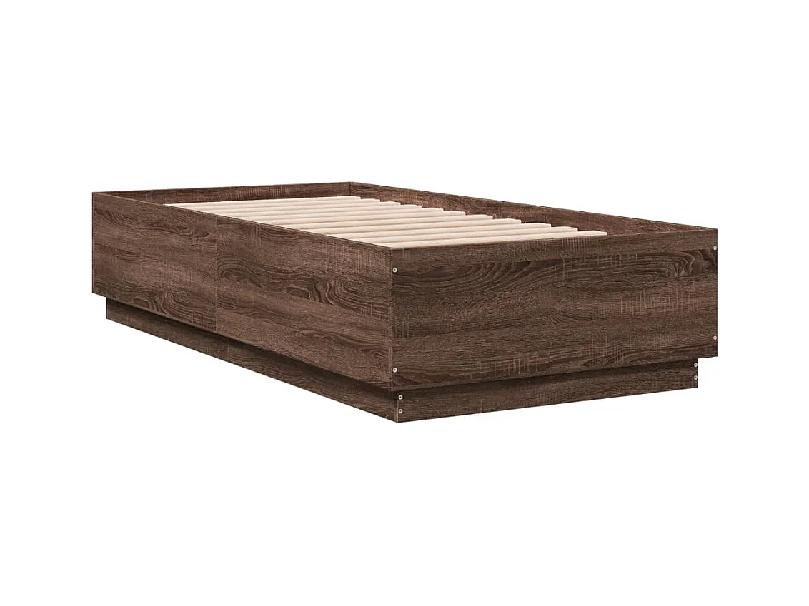 Lit simple avec lumières LED chêne marron 75x190 cm FR77738