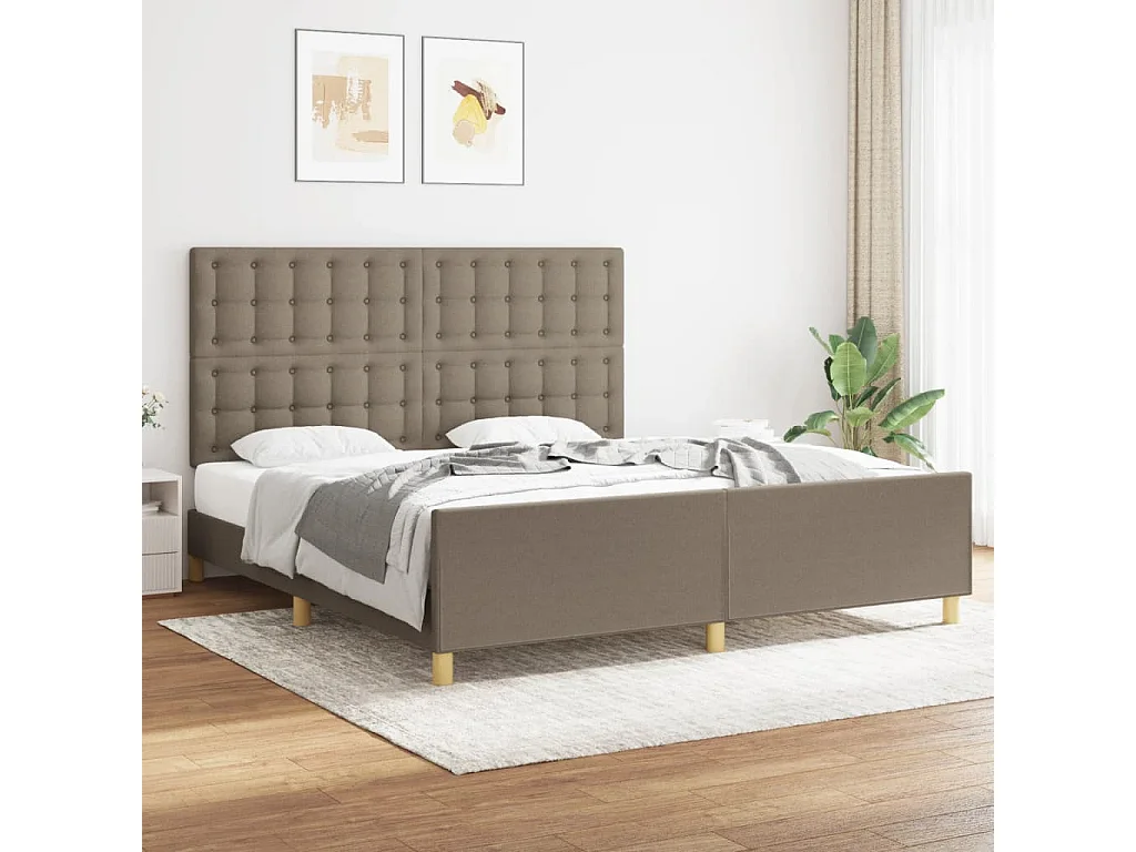 Cama 180x200 cm tecido castanho-acinzentado PT213046