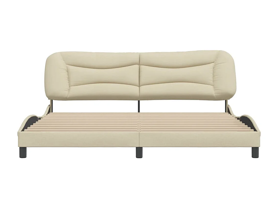 Bedframe met hoofdbord stof crèmekleurig 200x200 cm BE667330