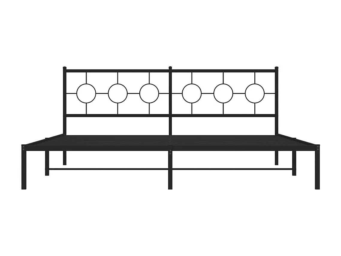 Lit double métal + tête de lit noir 193x203 cm FR56287