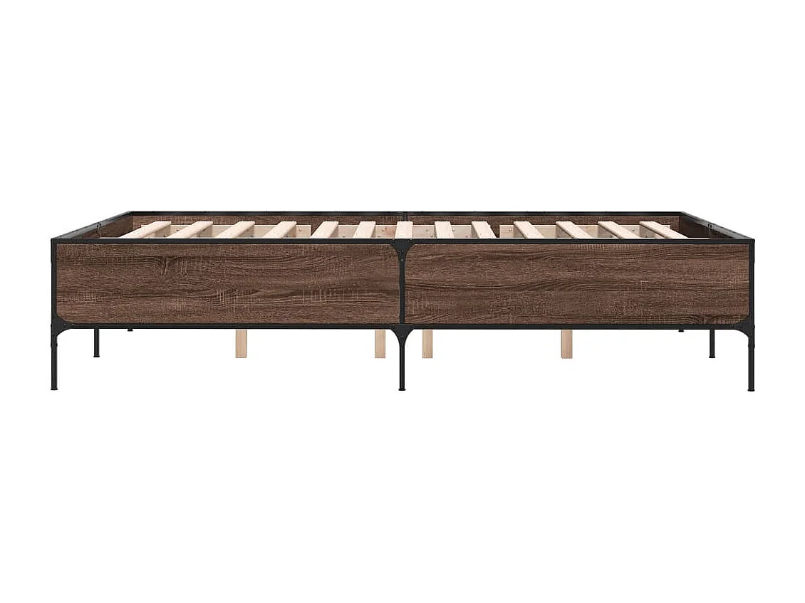 Cama 120x200 cm - madera ingeniería metal marrón roble ES308598