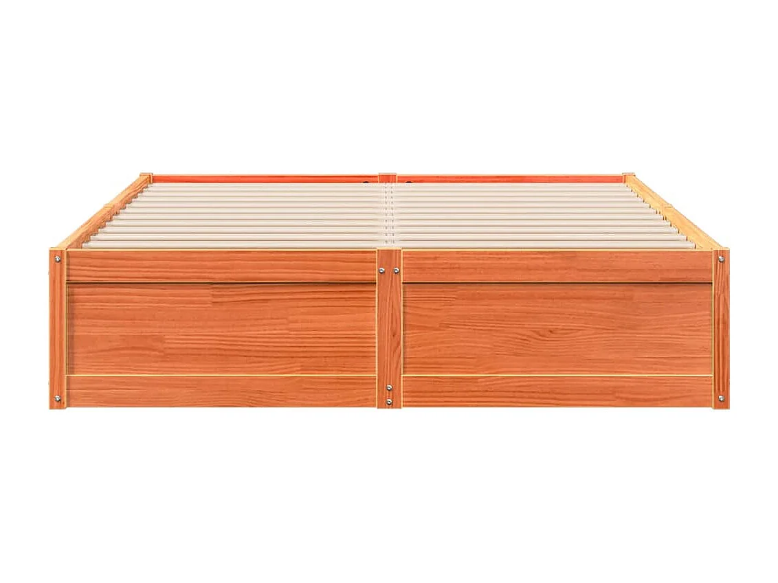 Cama 140x190 cm madeira pinho maciça castanho cera PT918699