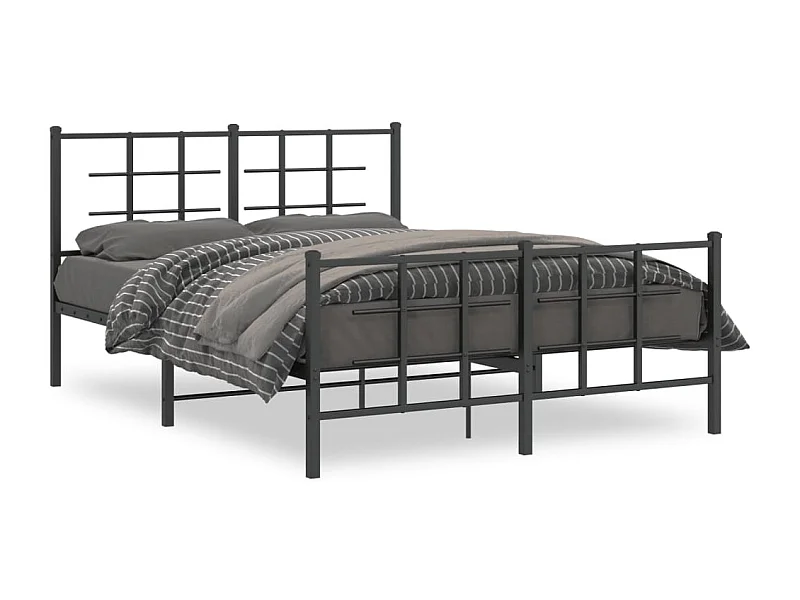Bedframe met hoofd- en voeteneinde metaal zwart 135x190 cm BE656359