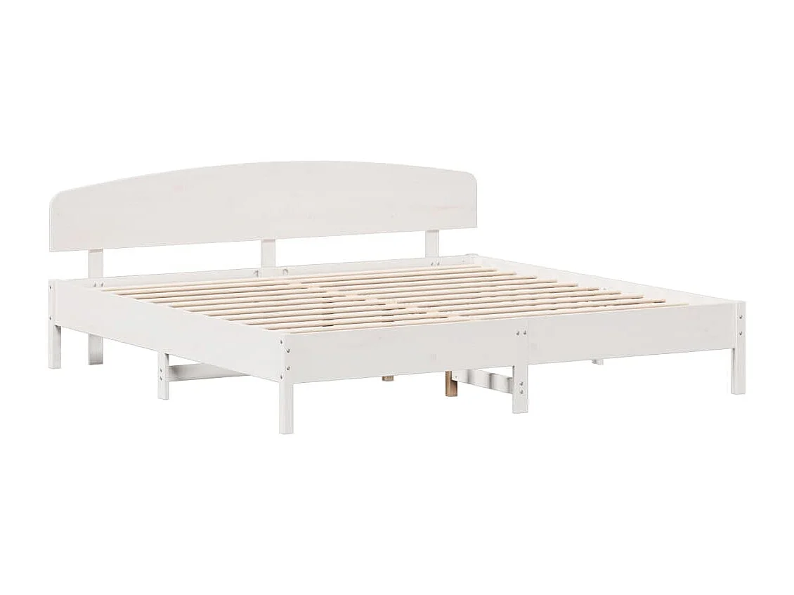 Lit double et tête de lit blanc 180x200 cm bois de pin massif FR35349